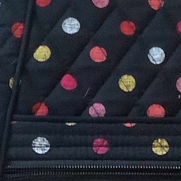 Vera Bradley Quilted Tote Bag Black Multicolor Polka Dots – Like New - Picture 6 of 10